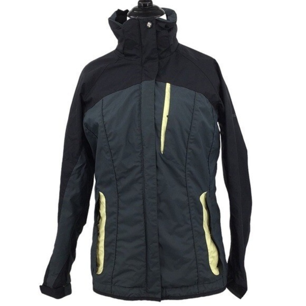 Columbia Black Gray Interchange Jacket‎ Womens Small Snap Zip Up 2-1 Fleece Coat